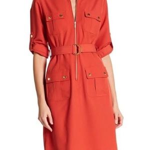 💙Sheragano Roll Tab Sleeve Knee Length Dress